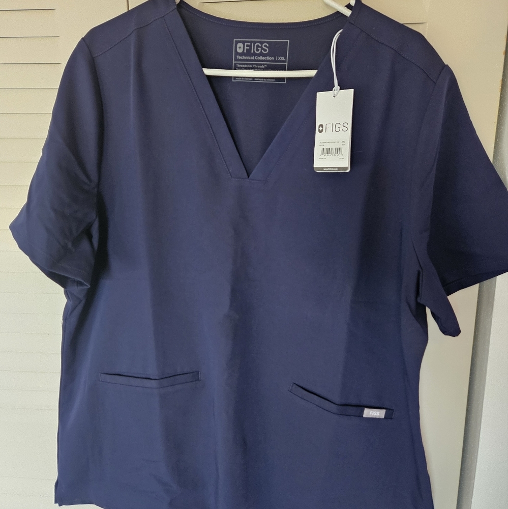 Figs Casma Scrub Top- Navy